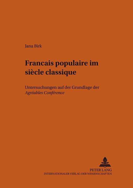 Produktbild Français populaire im siècle classique (Deutsch, Jana Birk, 2004)