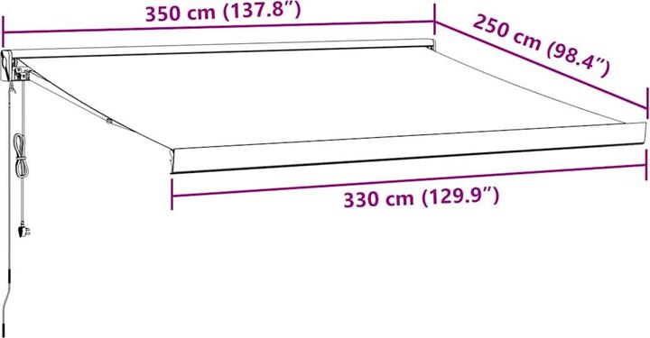 Immagine prodotto VidaXL Markise Gelenkarmmarkise Sonnenmarkise Automatisch Burgunderrot 350x250cm (3.50 m)