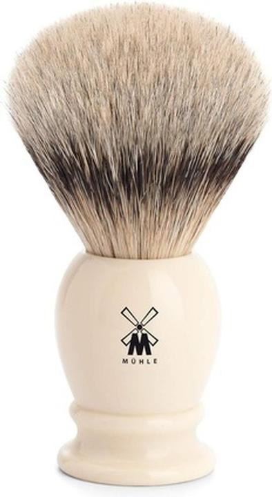 Mühle Rasierpinsel, Silberspitz Dachszupf, HANDARBEIT, large, Griff (Rasierpinsel)