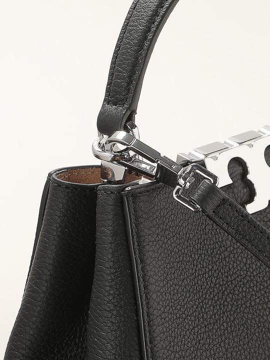 Actual product image Tory Burch eleanor mini satchel in hammered leather black