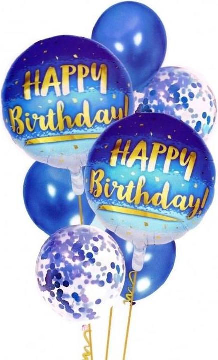 Qualatex Happy Birthday Luftballons blau 7 Stk (7x)