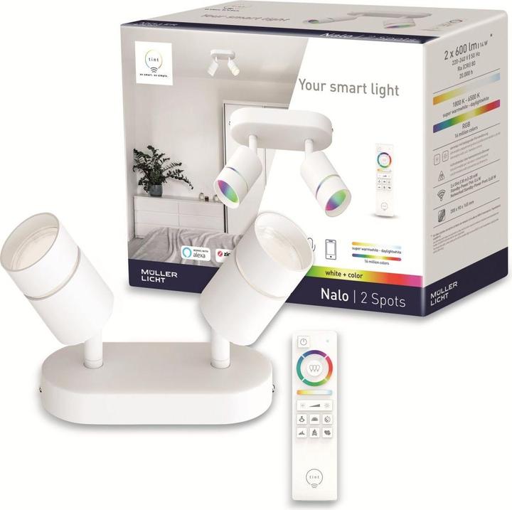 Actual product image Müller Licht Spots, white+color LED indoor wall and ceiling lights (1200 lm, 2G7)