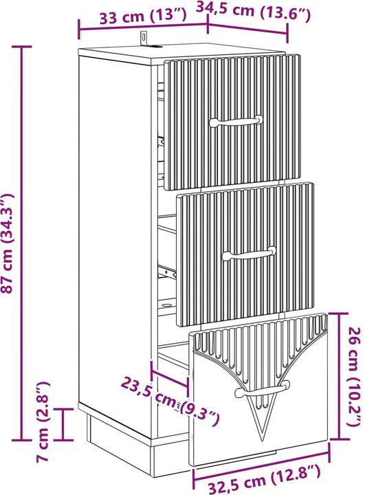 Produktbild vidaXL Schubladenschrank (34.50 x 33 x 87 cm)