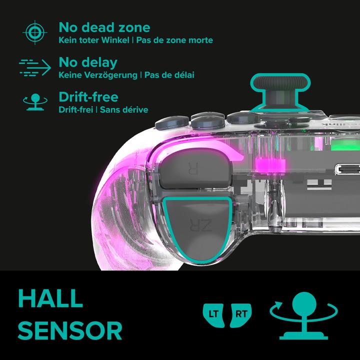 Produktbild Speedlink RAIT NX RGB Gamepad - Wireless/Wired - for PC/Android/Switch OLED/Lite, clear transparent (Android, PC, Switch Lite, Switch OLED)