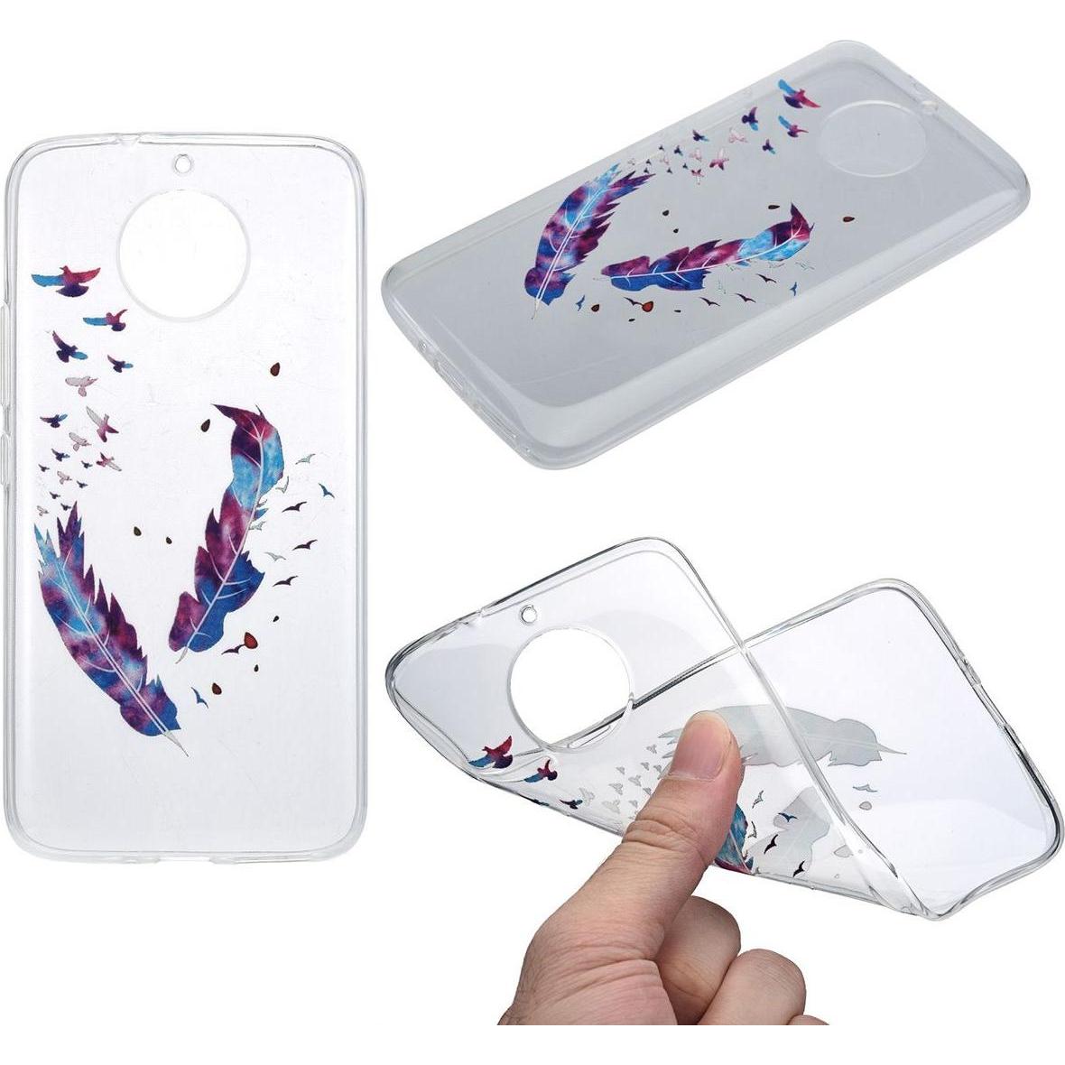 Thumbnail - König Design Henna Cover für Motorola Moto G5 Case Schutz Hülle Silikon Bumper Federn Bunt (Motorola Moto G5), Smartphon...