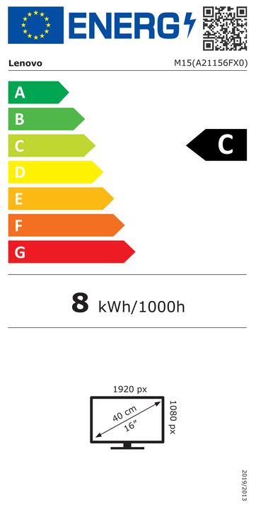 Energy Label Lenovo ThinkVision M15 (1920 x 1080 pixels, 15.60")