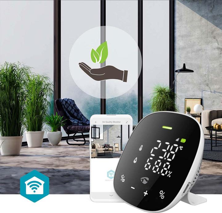 Actual product image Nedis SmartLife Luftqualitätsmonitor Wi-Fi | inkl. Display | Kohlendioxid (CO2) / Luftfeuchtigkeit /