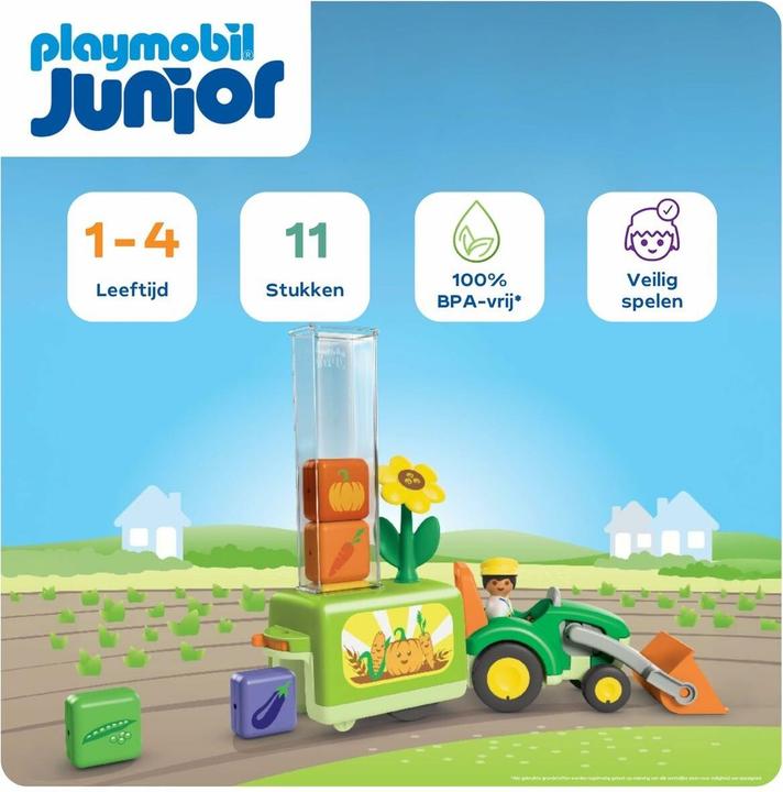 Actual product image Playmobil JUNIOR: Tractor with fun planting machine