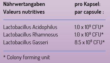 Nutritional values and ingredients Gynofit Probiotic (20 Piece, Capsules, 7.60 g)