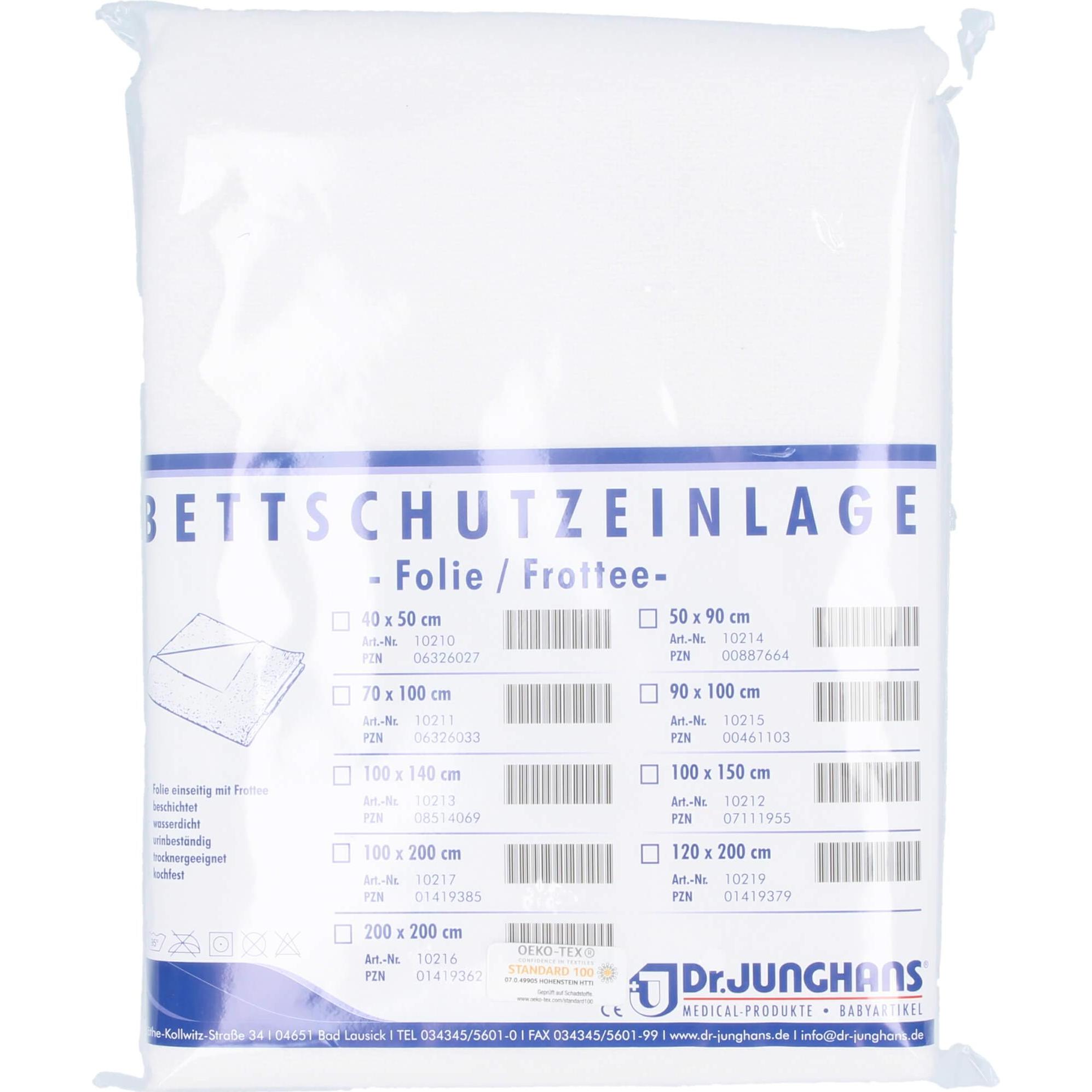 Dr. Junghans, Inkontinenzhygiene, Bettschutzeinlage 100x200cm Folie/Frottee, 1 St (1 x)
