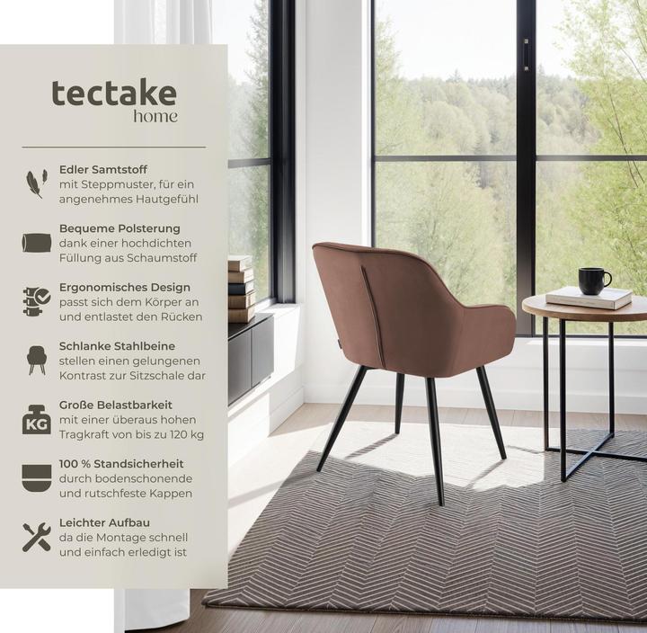 Produktbild tectake Stuhl Marilyn, Samtoptik, gesteppt