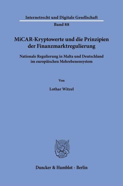 Produktbild Witzel:MiCAR-Kryptowerte und die Prinzi (Deutsch, Witzel)