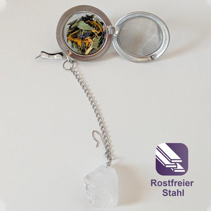 Actual product image Gewürzladen Näfels Teesieb mit Bergkristall-Anhänger, Teeei, Teekugel, Gewürzsieb