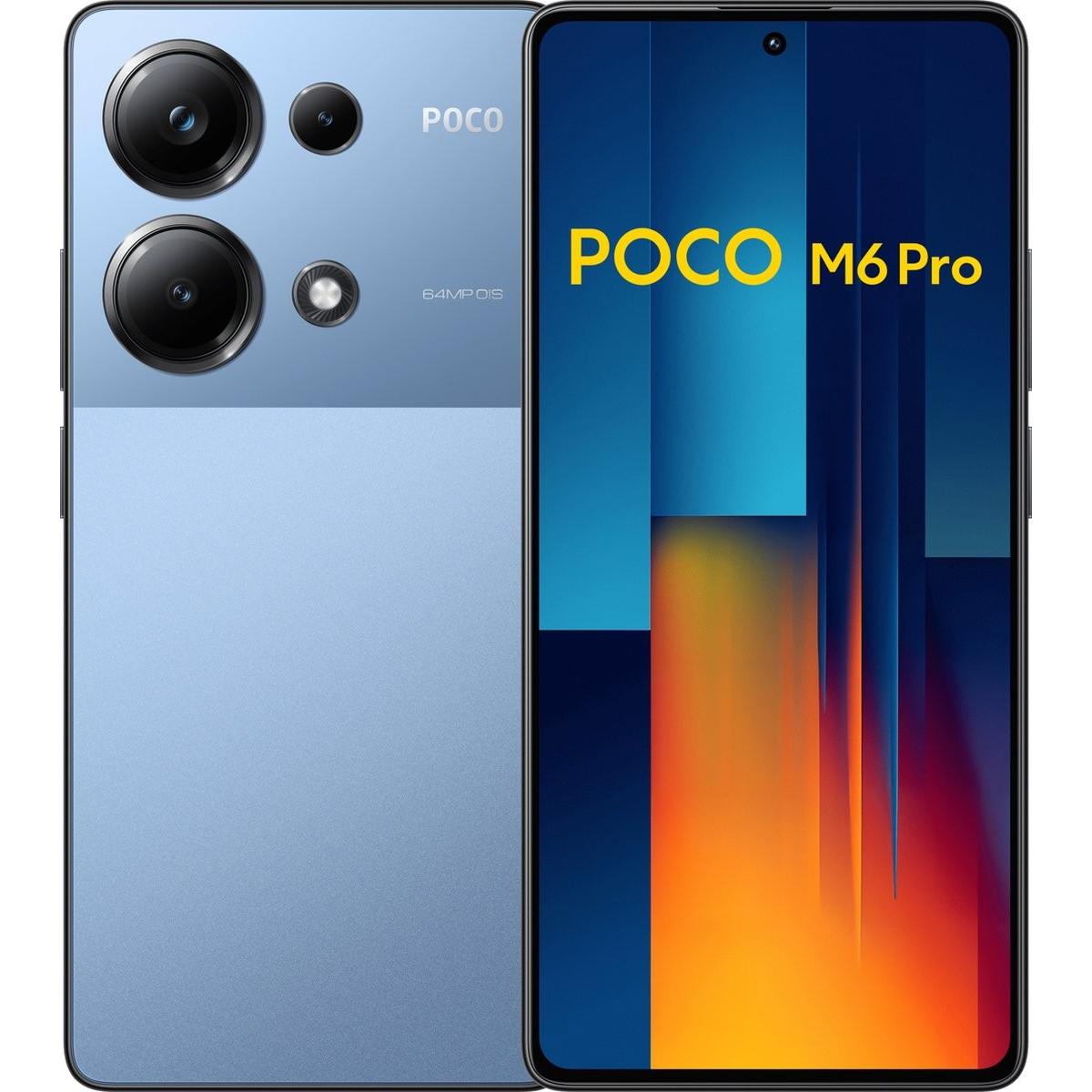 Xiaomi Poco M6 Pro (256 GB, Blue, 6.67", Hybrid Dual SIM, 4G), Smartphone, Blau