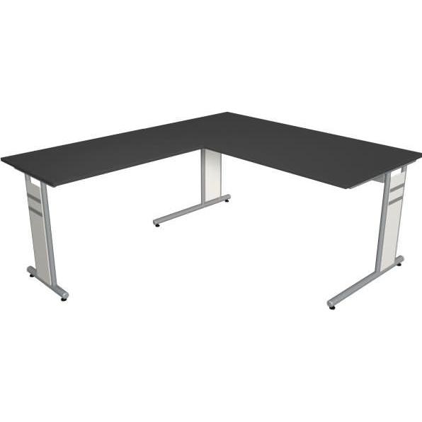 Kerkmann, Schreibtisch, Schreibtisch Form4 160 C-Fuss-Gestell 160x80x68-82cm / Anbau 100x60cm anthrazit