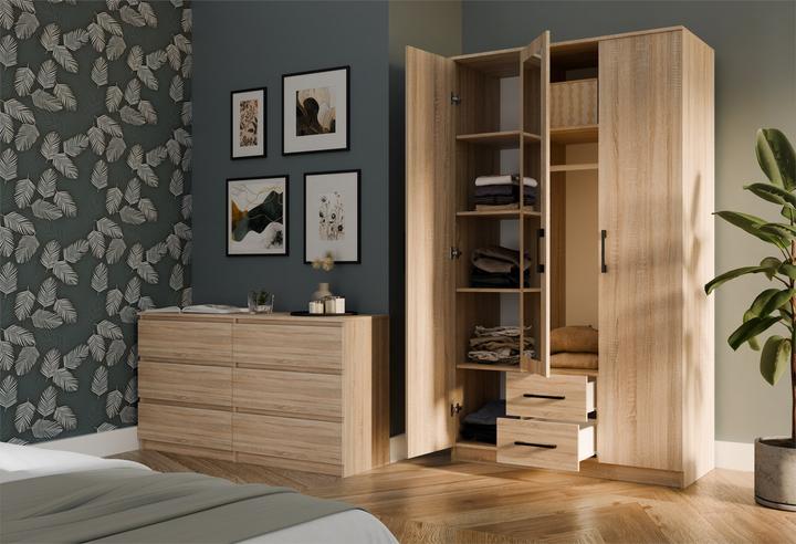 Immagine prodotto Topeshop ROMANA 120 SON L Armadio da camera 6 ripiani 3 ante Armadio in rovere (120 x 52 x 205 cm)