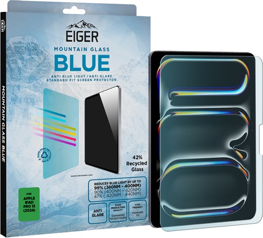 Produktbild Eiger Anti-reflektierendes Glas mit Blaulicht-Filter Full Screen Fit Mountain Blue Tablet Screen P (1 Stück, iPad Pro 13 2024 (M4))