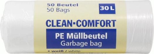 Produktbild Wimex.eu 20x Mülleimerbeutel (HDPE) mit Zugband weiss 50 x 60 cm 30L (20 x, 30 l)