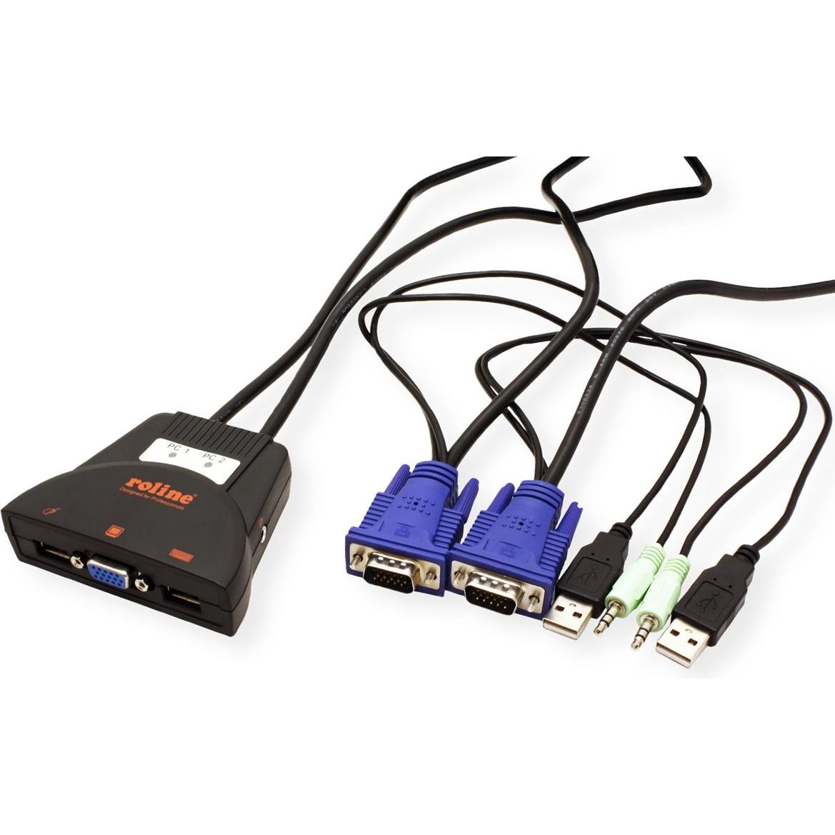 Thumbnail - Roline KVM-Switch Star 2PC, USB, Audio, KVM Switch, Schwarz
