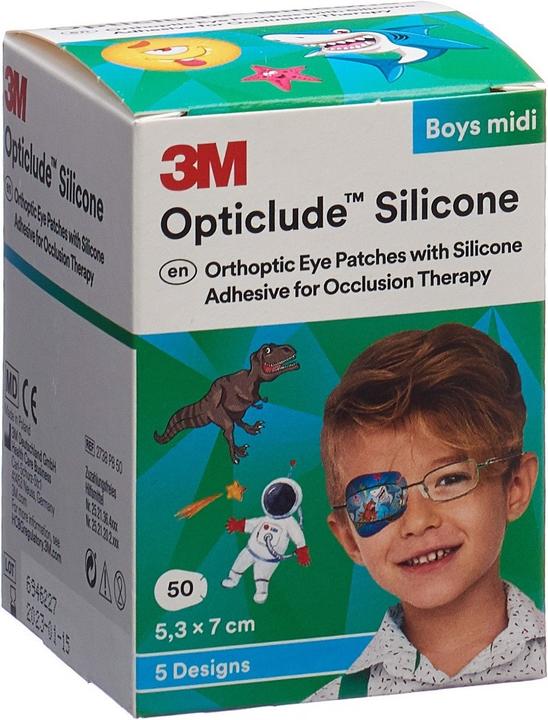 Actual product image 3M Silicone Augenverband 5.3x7cm Midi Boys (50 x)