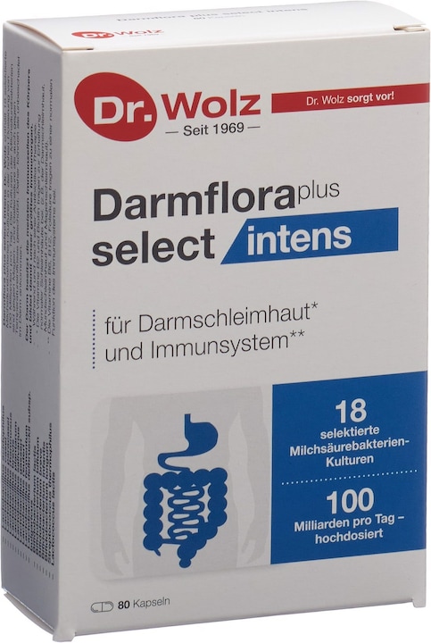 Actual product image Dr. Wolz Intestinal flora plus select intens (80 Piece, Capsules, 72 g)