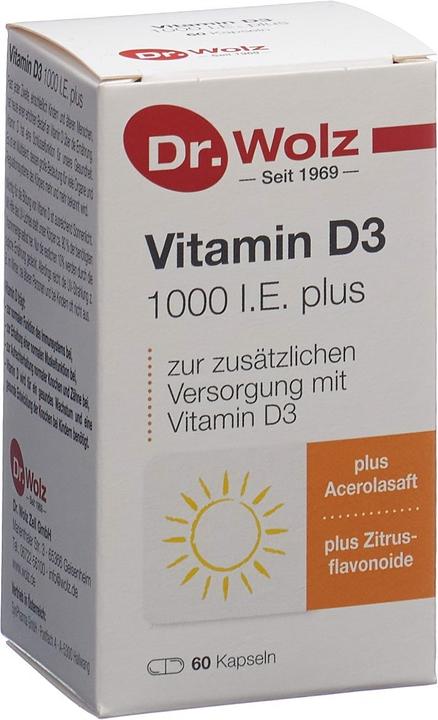 Actual product image Dr. Wolz Vitamin D3 1000 I.E. plus Kapsel (60 Piece, Capsules, 105 g)