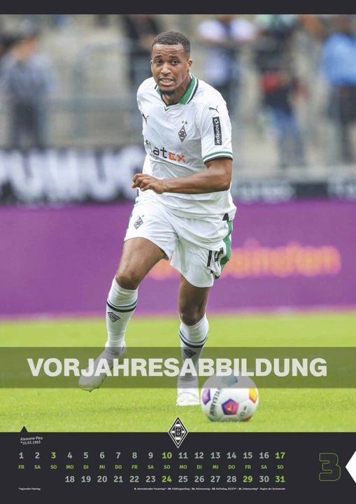 Produktbild Borussia Mönchengladbach 2025 - Fussball-Kalender - Wand-Kalender - Fan-Kalender - 29,7x42 - Sport (Harter Einband, Deutsch)