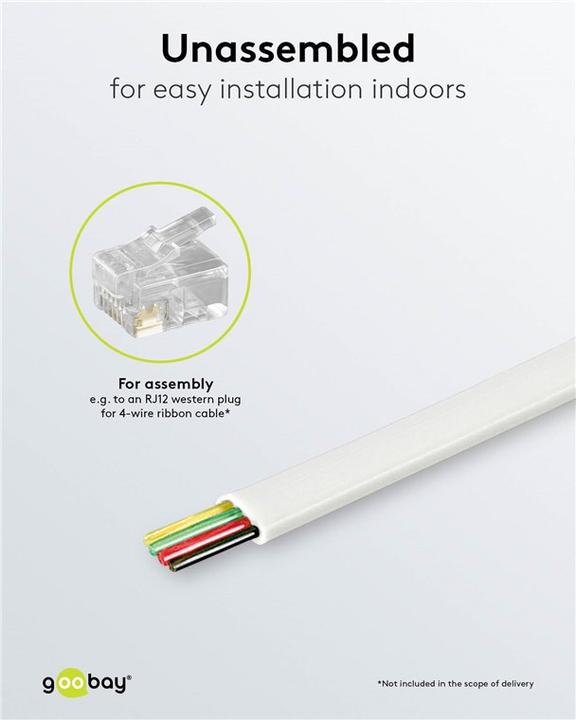 Produktbild Goobay Telefonflachkabel 100 m Rolle,AWG 28,CCA (kupferkaschiertes Aluminium), Weiss