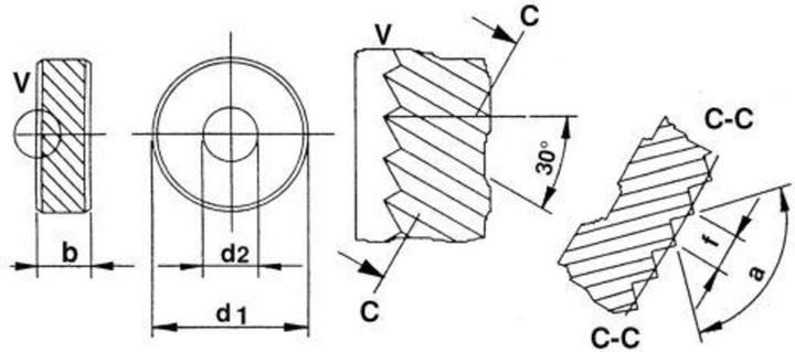 Actual product image Quick Knurling wheel PM BR 30degree 21.5x5x8 H7 P1.6