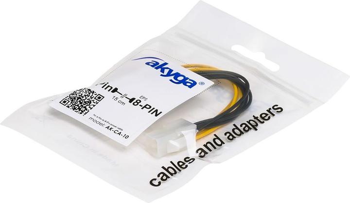 Actual product image Akyga AK-CA-10 Power cable /Yellow (15 cm, 4 pin CPU, 8 pin EPS)