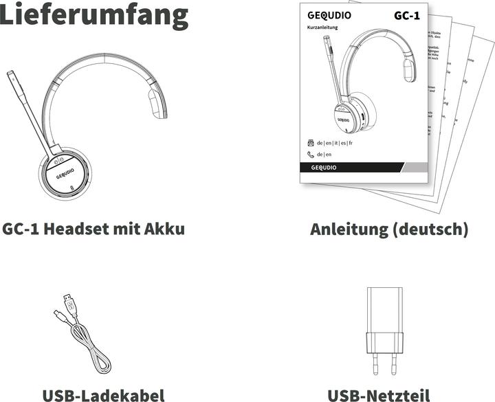 Image du produit Gequdio GC-1 DECT Headset pour Fritz!Box (Sans fil)