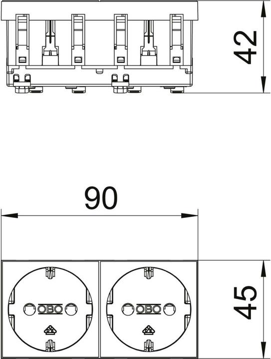 Immagine prodotto OBO Bettermann Presa di corrente 0°, contatto di protezione 2 volte 250V, 6120024
