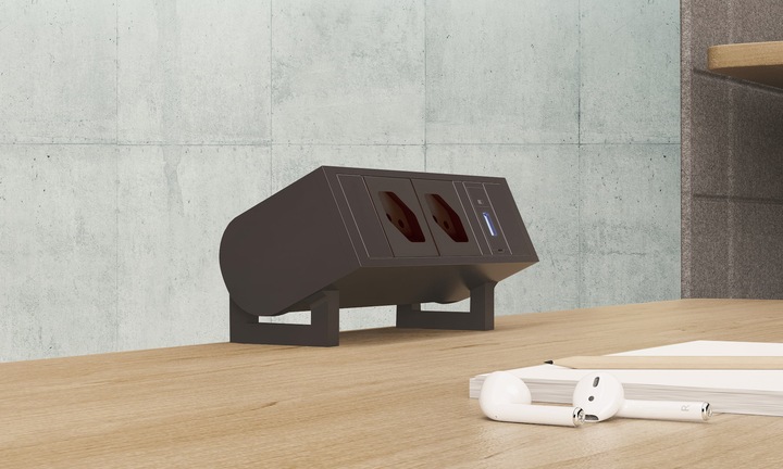 Produktbild IB Connect SUPRA Steckdos. elox. 2x Typ 13 1x USB-A/C 1x RJ45 1x HDMI +Halt. (2 x, RJ45, Typ 13, HDMI, USB, 0.30 m)