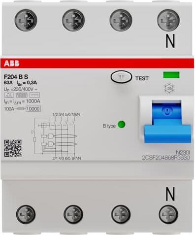 Produktbild ABB F204BS-63/0.3-4TE FI-Schutzschalter TypB 4P 63A 300mA 5kA 4TE