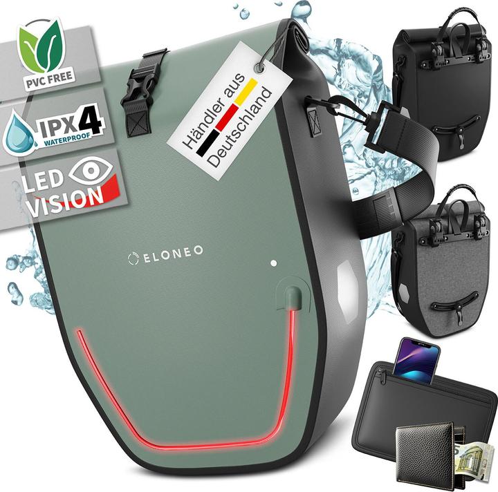 Immagine prodotto Eloneo Borse impermeabili con LED (20 l, Borsa portapacchi)