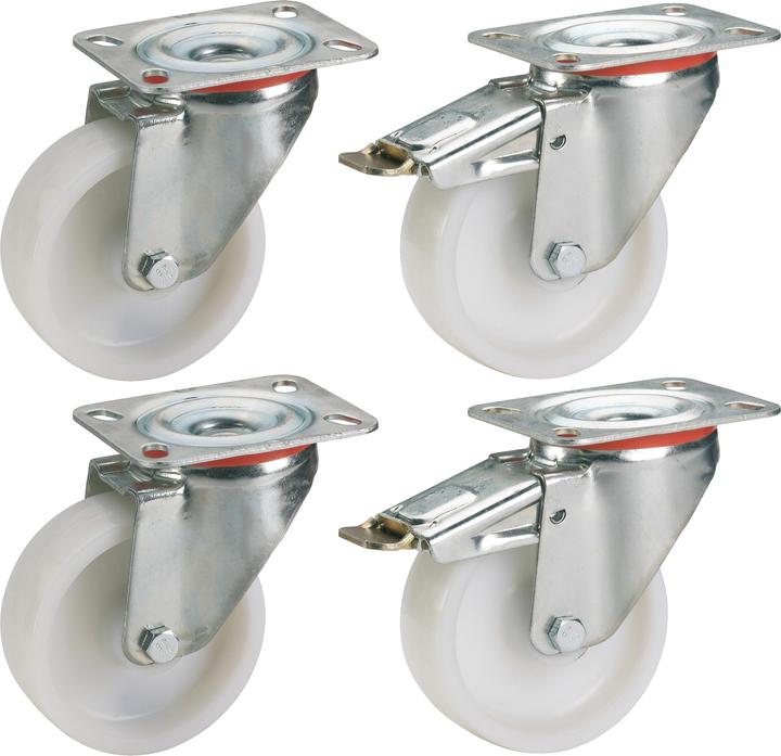 Produktbild Dörner + Helmer Lenkrollen Set, 4 x Polyamid, korrosionsbeständig,? 125 mm