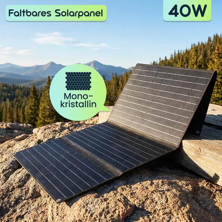 Actual product image Ideoon Faltbares Solarpanel 40W Monokristallin - Tragbares Solarladegerät IP65 (40 W, 0.89 kg)