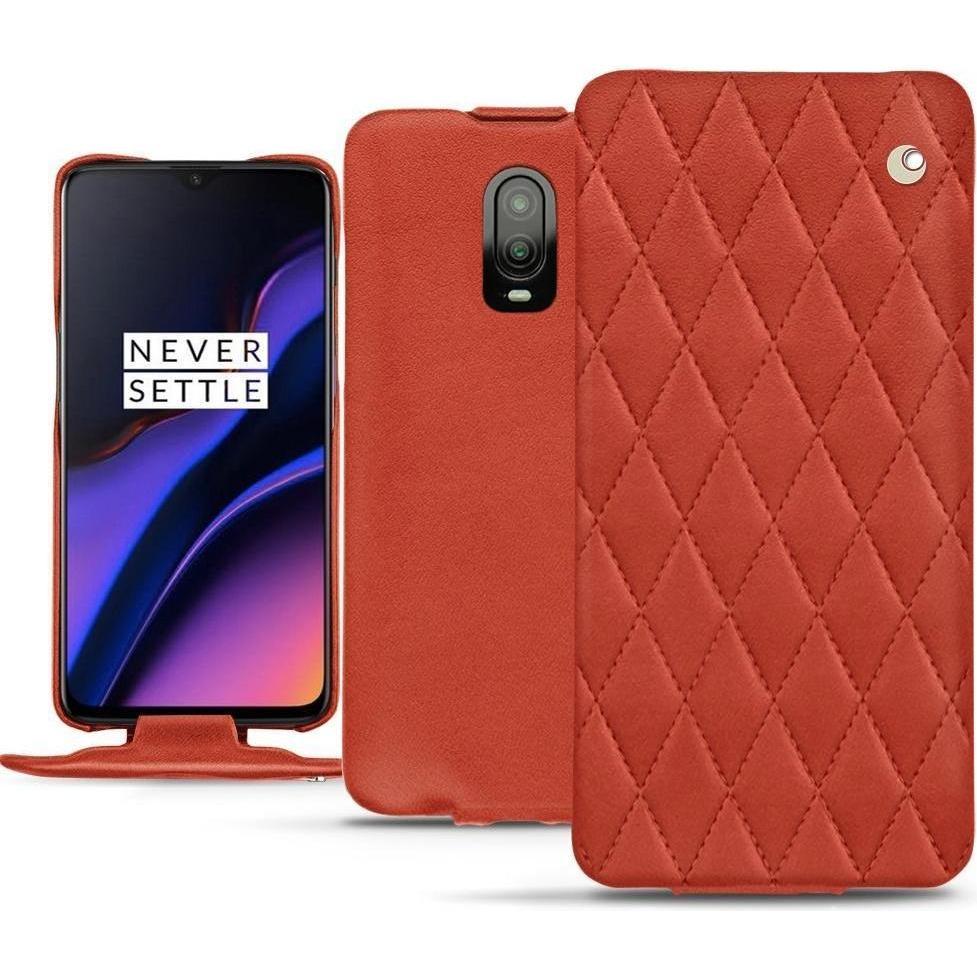 Noreve Lederschutzhülle vertikal (OnePlus 6T), Smartphone Hülle, Orange