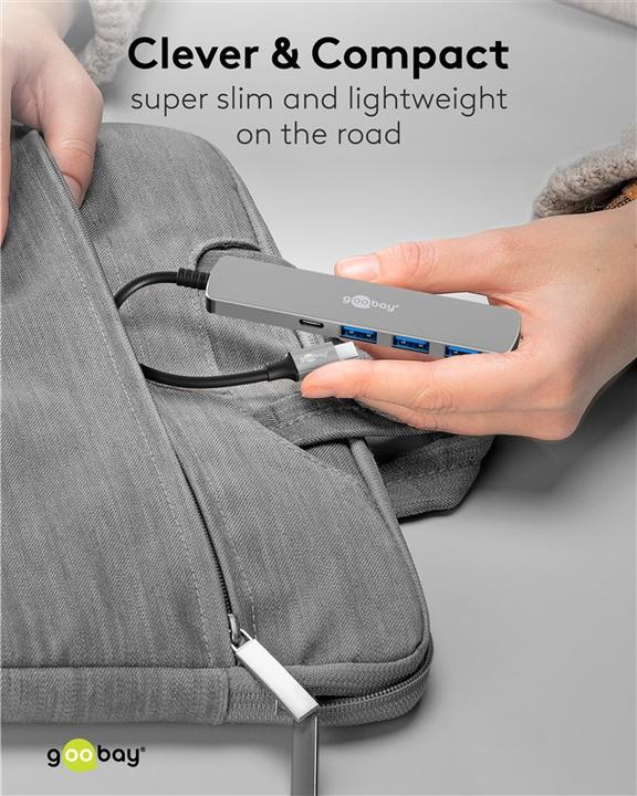 Immagine prodotto Goobay Slim 4-Port USB-Hub, USB-C auf USB-C/USB-A, 5 Gbit/s (USB-C, 4 porte)