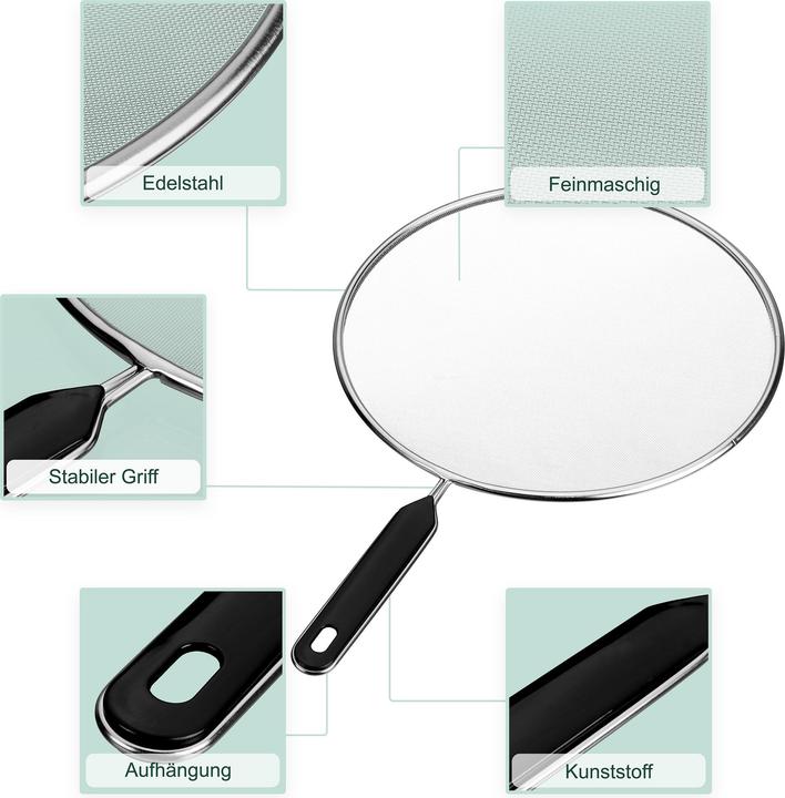 Immagine prodotto Relaxdays 3x schermo anti-spruzzi (33 cm, Materiale sintetico, Metallo)
