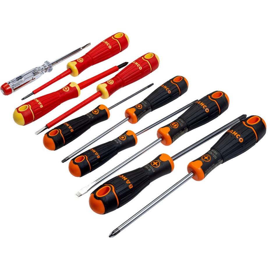 Bahco, Schraubenzieher, BahcoFIT Schraubendrehersatz für Schlitz-, Phillips-, Pozidriv- und TORX-Schrauben mit gummierte...
