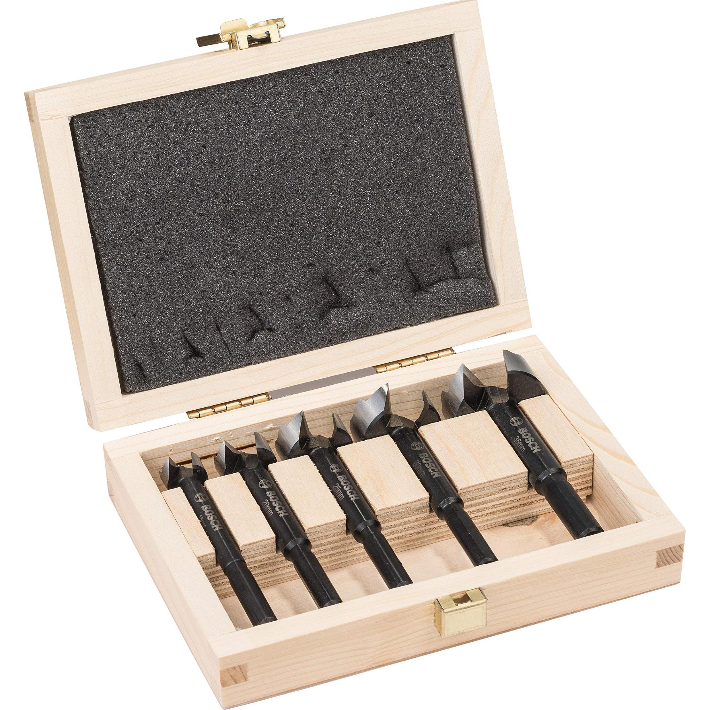 Bosch Professional Zubehör, Bohrereinsatz, 5-tlg. Forstnerbohrer-Set, 15–35 mm (20, 25, 30, 35, 15 mm)