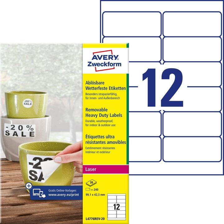 Produktbild Avery Wetterfeste Etiketten, ablösbar