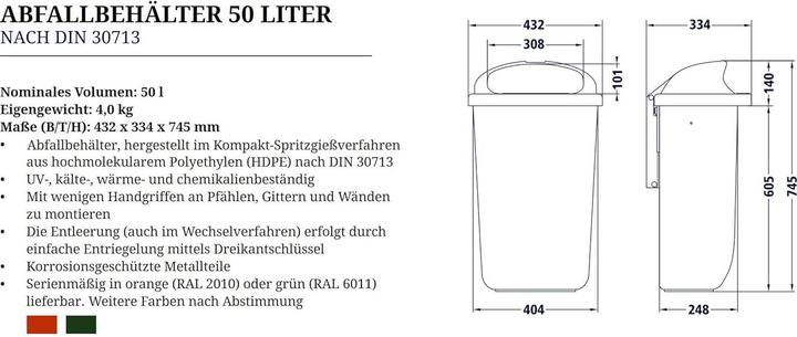 Produktbild SULO Abfallbehälter mit Regenhaube (50 l)