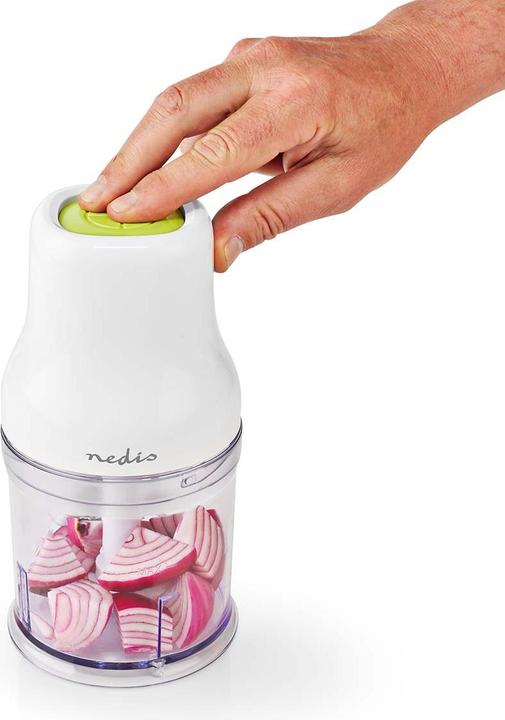 Produktbild Nedis KAMC100CWT Zerkleinerer für Lebensmittel 200 W 0.5 l Plastik 1-Speed Turbo Funktion Weiss (500 ml, 200 W)