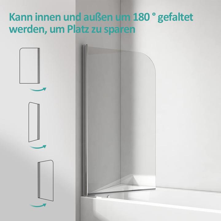 Produktbild Emke Duschwand für Badewanne 90x140cm, 6mm NANO Beschichtung Glas(Einfach-reinigung) Duschtrennwand (140 cm, 90 cm, 140 cm)