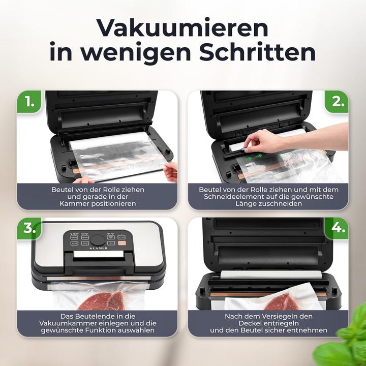 Image du produit KLAMER Premium Vakuumiergerät für Lebensmittel - Vakuumierer für trockene & feuchte Lebensmitte…