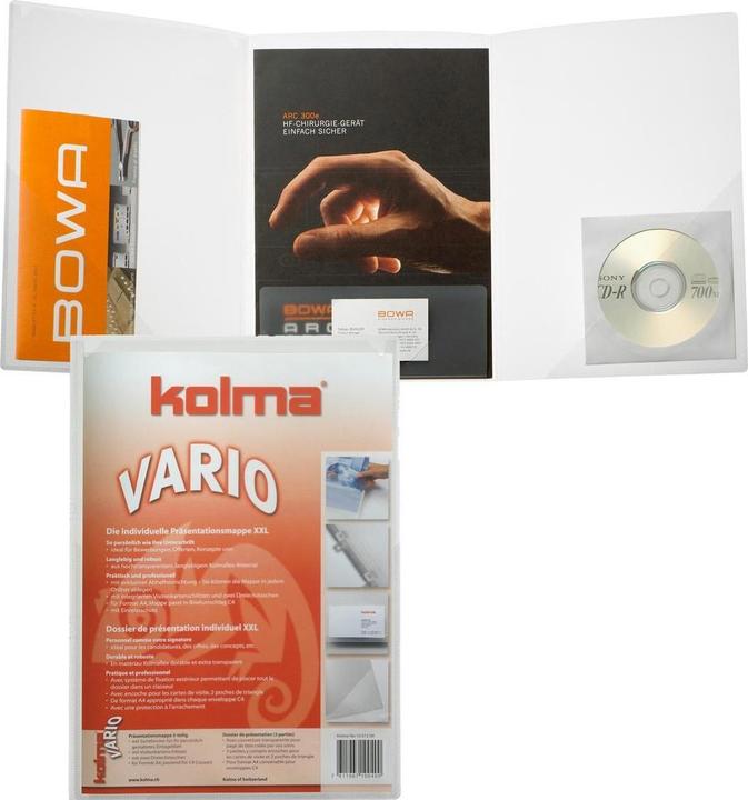 Produktbild Kolma Präsentationsmappe Vario A4 3-teilig farblos (A4, 1x)