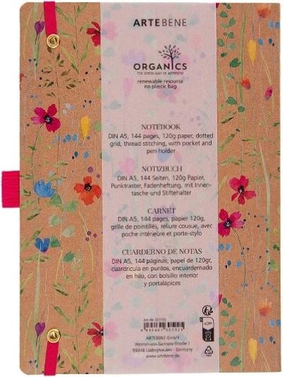 Actual product image Artebene Writing book flower meadow on kraft paper (A5)