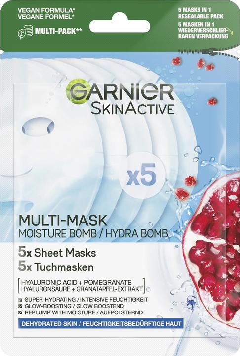 Garnier Hydra Bomb Masques en tissu Grenade ECO PACK x5Multi-Masque Hydra Bomb Set